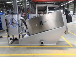 Screw press is a dewatering system to reduce moisture content in sludge.